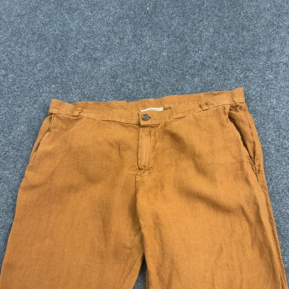 Soloio Pants Mens 56IT Orange Linen Flat Front Casual Summer Beach Classic Style